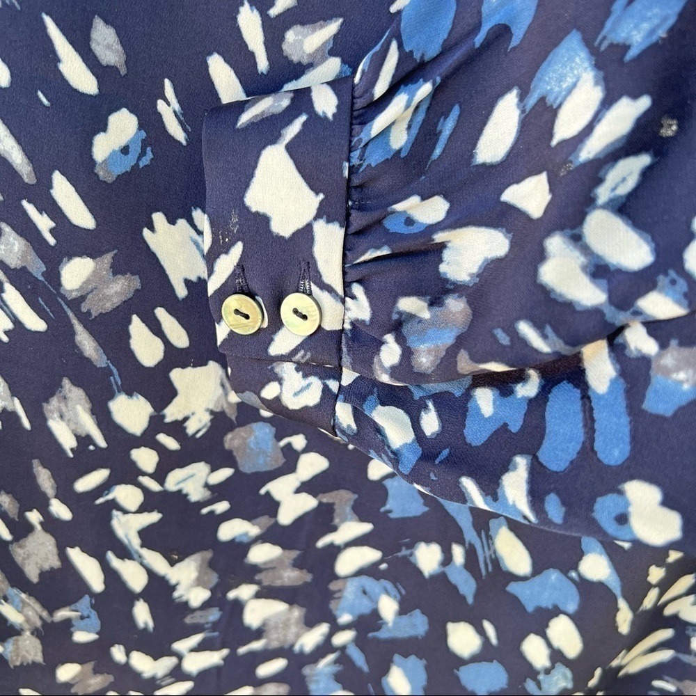 100% SILK CLASSIQUES ENTIER BLOUSE WATERCOLOR LS SIZE SMALL - Picture 4 of 8